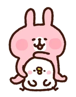 ☺️ kawaii, cartoon, rabbit, bird, cute, pink, animals whatsapp sticker