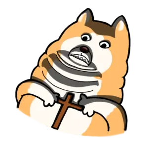 😱 perro, cruz, religioso, animal, pegatina, dibujo animado whatsapp sticker