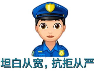 😃 坦白从宽，抗拒从严 Polizei, Strafverfolgung, Chinesisch, Beamter whatsapp sticker