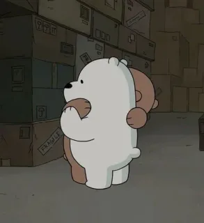 🐼 FRAGILE ursos, desenho animado, abraçando, amizade, armazém, caixas telegram sticker