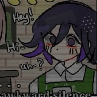 😶 Hey! Hi - uh-? awkward silence peinlich, Stille, Gespräch, Dialog, Anime-Stil, Cartoon, Manga, Figur telegram sticker