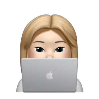 ✏️ Memoji, Apple, Laptop, Mulher, Computador, Loira, Tecnologia telegram sticker