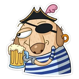 🍻 해적, 개, 맥주, 만화, 술, 동물, 파티, 재미 whatsapp sticker