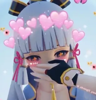 🌟 Ayaka Kamisato Genshin Impact anime, girl, cute, ayaka, genshin impact, hearts telegram sticker