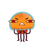 💪 ubur-ubur, kartun, marah, makhluk laut telegram sticker