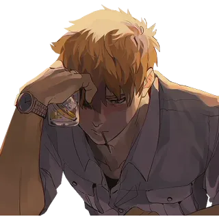 🙁 anime, cigarette, male, sad, smoking, manga telegram sticker