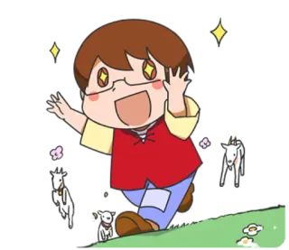 🐐 dessin animé, animé, enfant, enfant, chèvres, paillettes telegram sticker