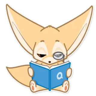 🤓 Fennec, Volpe, Lettura, Monocolo, Animale, Carino, Libro telegram sticker