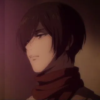 😔 Mikasa Ackerman Attack on Titan Anime, L'Attaque des Titans, Mikasa, Personnage, Fille, Écharpe whatsapp sticker