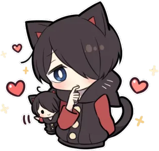 😐 Anime, Orejas de gato, Kawaii, Mono, Chibi, Pegatina whatsapp sticker