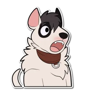 😮 dog, cartoon, shocked, animal, collar, furry, pet, expression telegram sticker