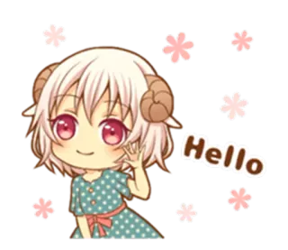 👋 Hello Anime, Kawaii, Fofo, Personagem, Saudação, Olá telegram sticker
