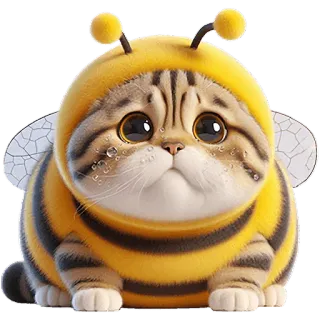🥺 แมว, ผึ้ง, สัตว์, น่ารัก, คาวาอิ, ลูกแมว, สัตว์เลี้ยง whatsapp sticker