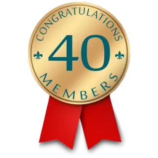 ⚜ CONGRATULATIONS
40
MEMBERS congratulations, 40 members, achievement, gold seal, award, ribbon telegram sticker