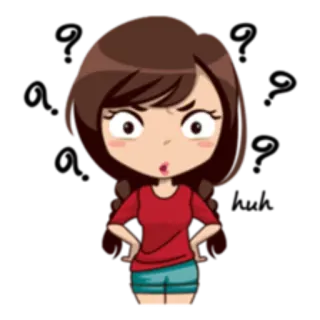 😠 Dessin animé, Femme, Fille, En colère, Agacée, Expression whatsapp sticker