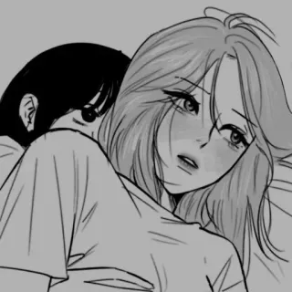 😅 anime, dibujo animado, chica, mujer, abrazo telegram sticker