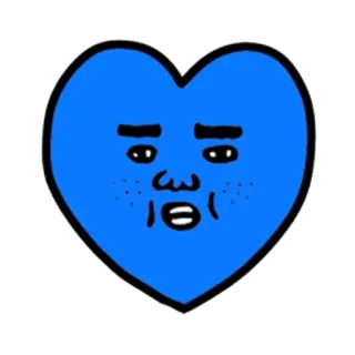 😊 心, 卡通, 脸, 蓝色 telegram sticker