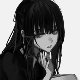 😾 Anime, Dziewczyna, Czarno-białe, Monochromatyczny telegram sticker