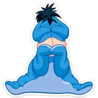 🙈 Eeyore Bourriquet, Winnie l'ourson, triste, dessin animé, personnage, bleu whatsapp sticker