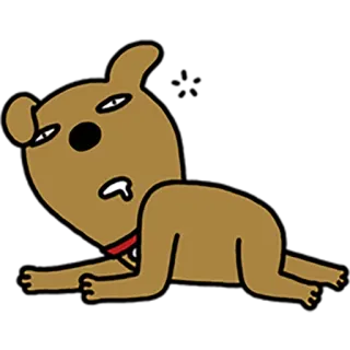 🙇 chien, dessin animé, animal, autocollant, paresseux, marron whatsapp sticker