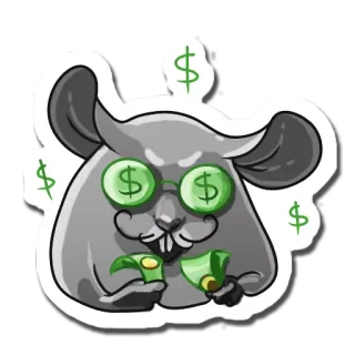 🤑 soldi, ratto, simboli del dollaro, avidità, occhiali, baffi whatsapp sticker