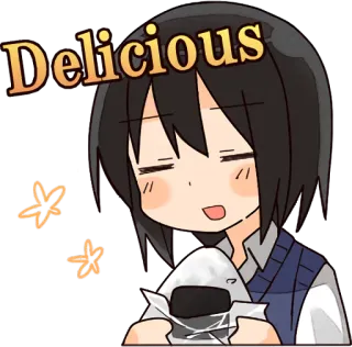 ☺️ Delicious comida, delicioso, anime, mangá, personagem telegram sticker