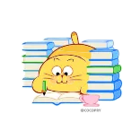 ✍️ cat, studying, books, reading, learning, cartoon telegram sticker