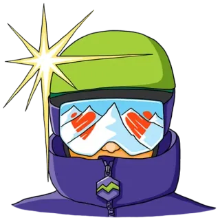 😍 лыжи, зимний спорт, сноуборд, очки, шлем, горы, снег, мультфильм telegram sticker