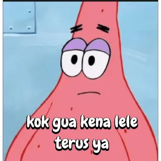 😀 Patrick Star Spongebob Squarepants kok gua kena lele terus ya patrick ster, spongebob, cartoon, verdrietig, meme whatsapp sticker