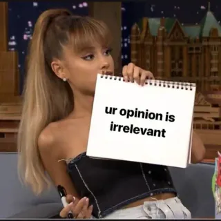 🙄 ur opinion is irrelevant opinia, nieistotne, śmieszne, mem, sarkastyczny, kłótnia, humor telegram sticker