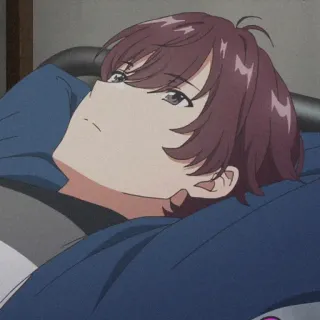 😕 anime, man, lying down, portrait telegram sticker