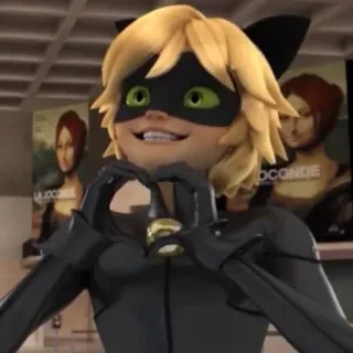 🐈‍⬛️ Cat Noir Miraculous: Tales of Ladybug & Cat Noir Anime, Cartoon, Herz, Katze, Maskiert, Superheld telegram sticker
