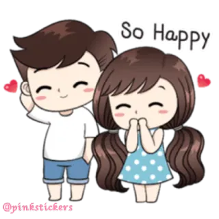 😄 So Happy cartoon, happy, love, couple, cute telegram sticker