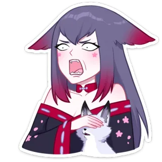 😳 Anime, Rubah, Terkejut, Lucu, Karakter, Stiker whatsapp sticker