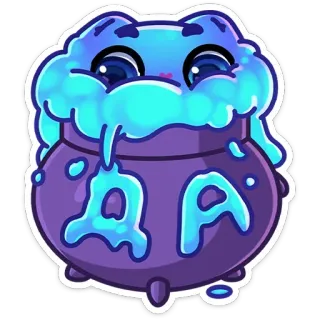 👍 AA ยา, หม้อ, น่ารัก, เวทมนตร์, แฟนตาซี, คาวาอิ, สติกเกอร์ telegram sticker