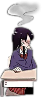 😳 Komi Shouko Komi Can't Communicate Anime, Schoolmeisje, Manga, Komi Can't Communicate, Verdrietig, Klaslokaal whatsapp sticker