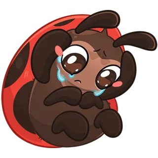 😭 เต่าทอง, ร้องไห้, เศร้า, แมลง, น้ำตา, การ์ตูน whatsapp sticker