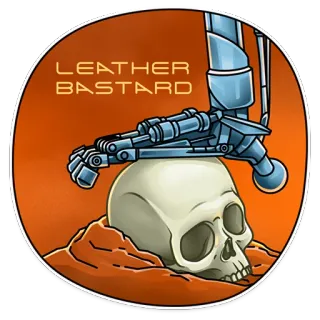 💀 LEATHER BASTARD Schädel, Cyborg, Android, Gewalt, Beleidigende Sprache telegram sticker