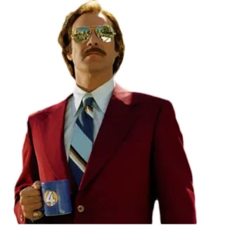 😎 Ron Burgundy Anchorman Ron Burgundy, Anchorman, Will Ferrell, comedy, 70s, news, mustache, suit telegram sticker