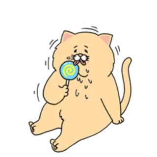 😖 cat, lollipop, cartoon, cute, animal, sweet, food, dessert telegram sticker