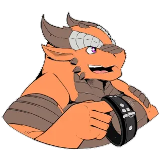 🐶 Furry, Anthro, Dragon, Monstre, Collier, Reptile, Dessin animé telegram sticker
