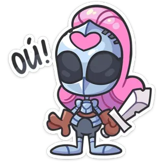 😯 oú! knight, sword, helmet, cartoon, character, fantasy, armor telegram sticker