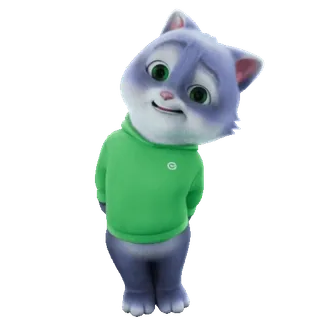 👀 cat, cartoon, animal, cute, green, sweater telegram sticker