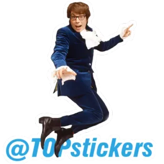 💥 Austin Powers @TOPstickers Austin Powers, hài hước, retro, hài kịch, phim telegram sticker