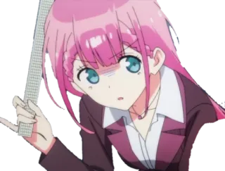 😯 anime, cô gái, tóc hồng, thước kẻ, sốc telegram sticker