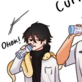 🐈‍⬛️ OHOK! Anime, Cartoon, Schlange, Flasche, Pazifik Schweiß whatsapp sticker