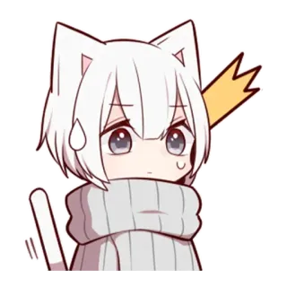 ❗ anime, cat, kawaii, chibi, cute, sweat, embarrassed, ears telegram sticker