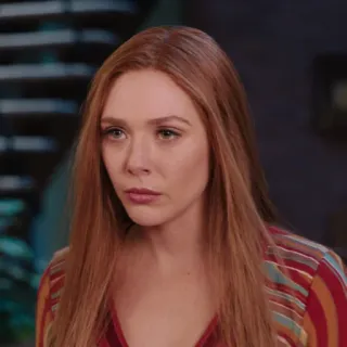 😠 Wanda Maximoff женщина, портрет, серьезная, Marvel, Алая Ведьма whatsapp sticker