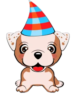 🎊 犬, 子犬, 誕生日, パーティー, お祝い, かわいい, 漫画 telegram sticker