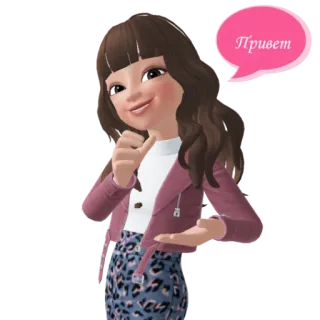 🙋‍♀ Привет desenho animado, olá, menina, mulher, saudação, avatar, russo whatsapp sticker
